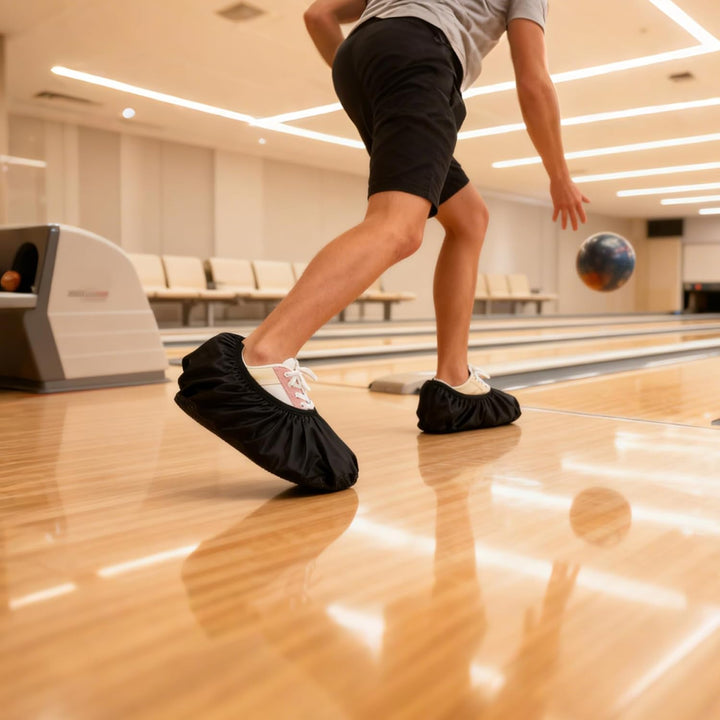 2 Paar schwarze Bowling-Schuhüberzüge mit Grösse L, rutschfeste Schuh-Schutzabdeckung, einfach anzuz