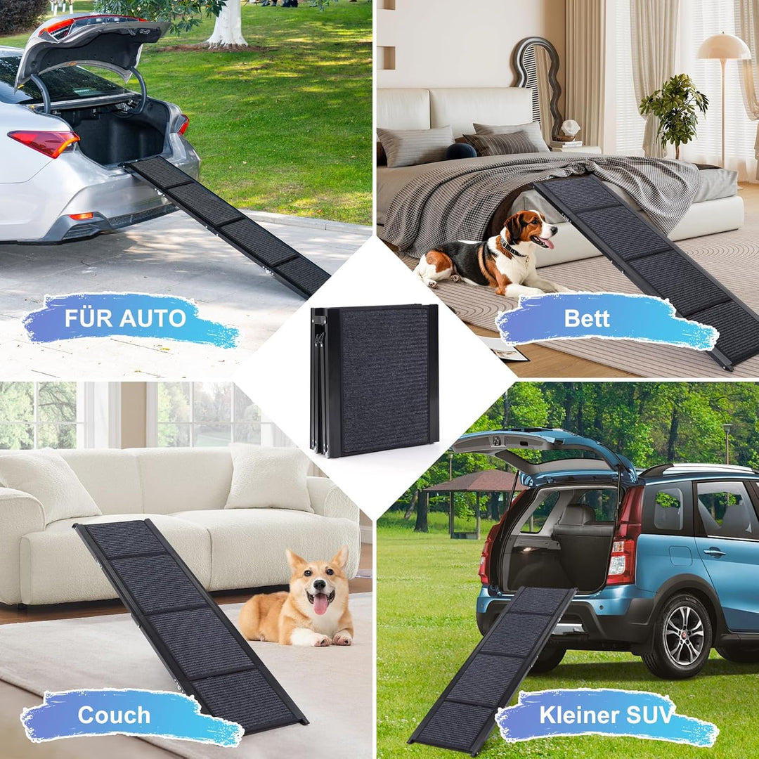 Uross Hundetreppe für Auto 160CM - Zusammenklappbare Hundetreppe für Auto und SUV, Aluminium-Hundetr