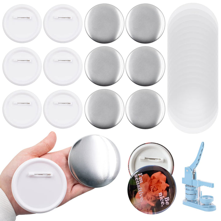 100 Stück 75mm Leere Schaltfläche Abzeichen Button Abzeichen Teile Set Runde Knopfteile Supplies But