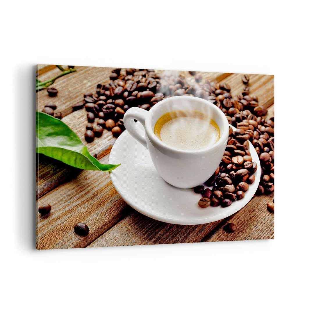 Bilder auf Leinwand 100x70cm Leinwandbild Kaffee Tasse Espresso heiss Gross Wanddeko Bild Schlafzimm
