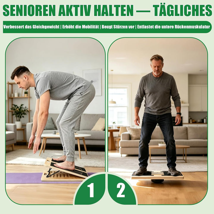 2 in 1 Wadendehner Balance Board mit 12 Winkeln 18°-53° Verbreitet | Haltbares Holz,47x40cm,3*Kugell