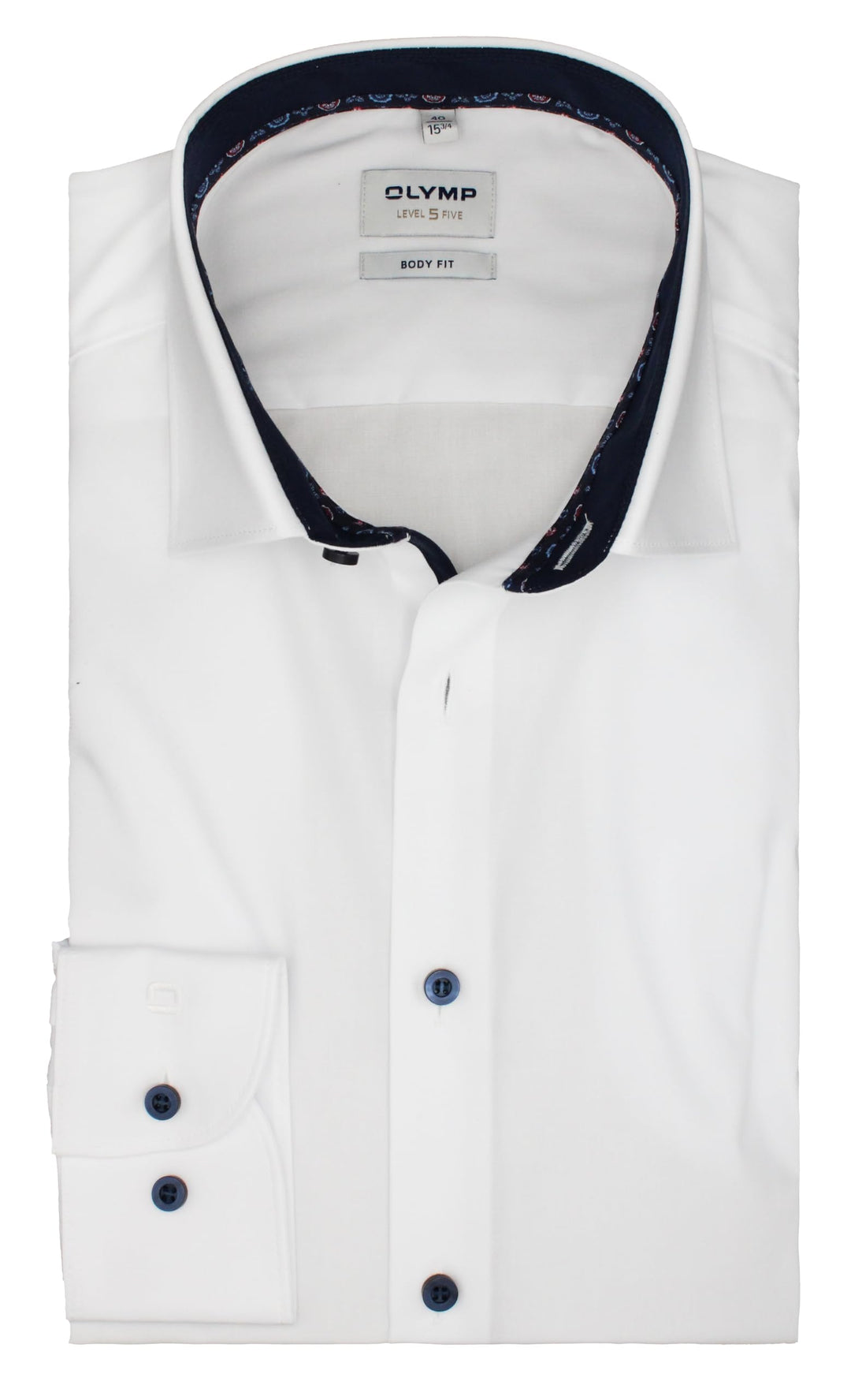 OLYMP Herren Businesshemd Langarm Level Five,Einfarbig,Body fit,Modern Kent 45 _Weiss00-, 45 _Weiss0