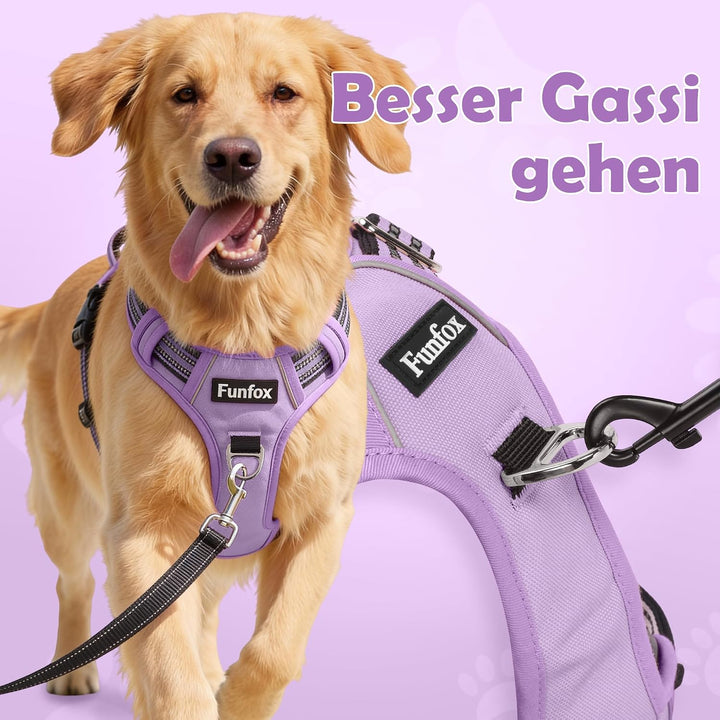 Funfox Hundegeschirr Mittelgrosse Hunde, Anti Zug Brustgeschirr Verstellbares Geschirr Hund mit Grif