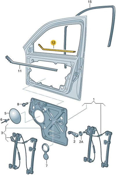 Volkswagen 7E0837703 Fensterschachtabdichtung vorn links aussen Türdichtung