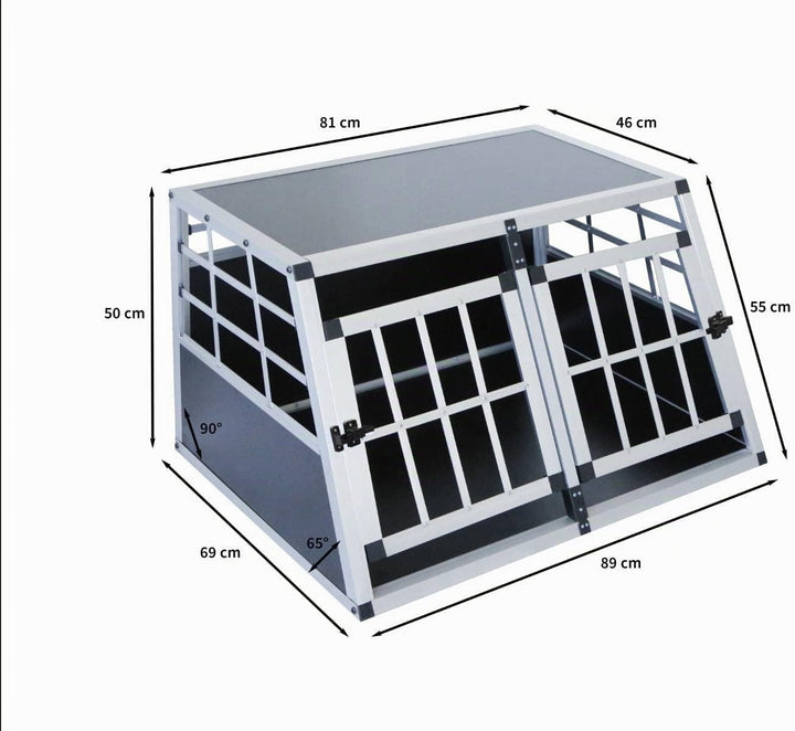 Auto Hundetransportbox kleine Doppelbox Hundebox Transportbox Gitterbox Fahrzeugbox Kofferraumbox Ka