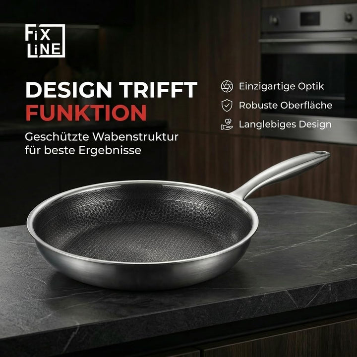 FIXLINE® Wabenpfanne Ø28cm - alle Herdarten inkl. Induktion - Kratzfeste Antihaftbeschichtung ohne P