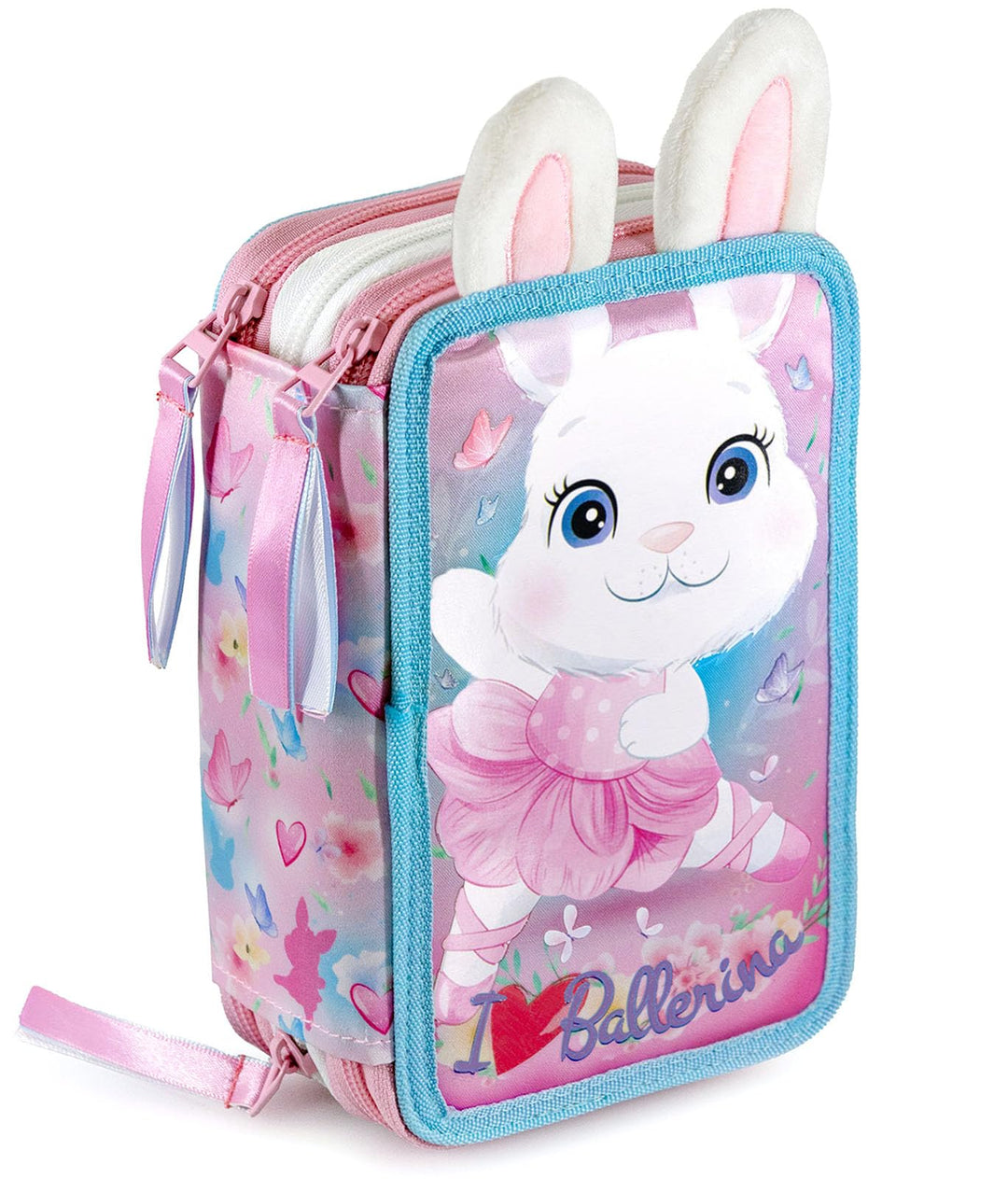 Julian Ross Ballerina Bunny Federmäppchen Kinder, 3 Organisierte Fächer, Federtasche Junge Gefüllt,