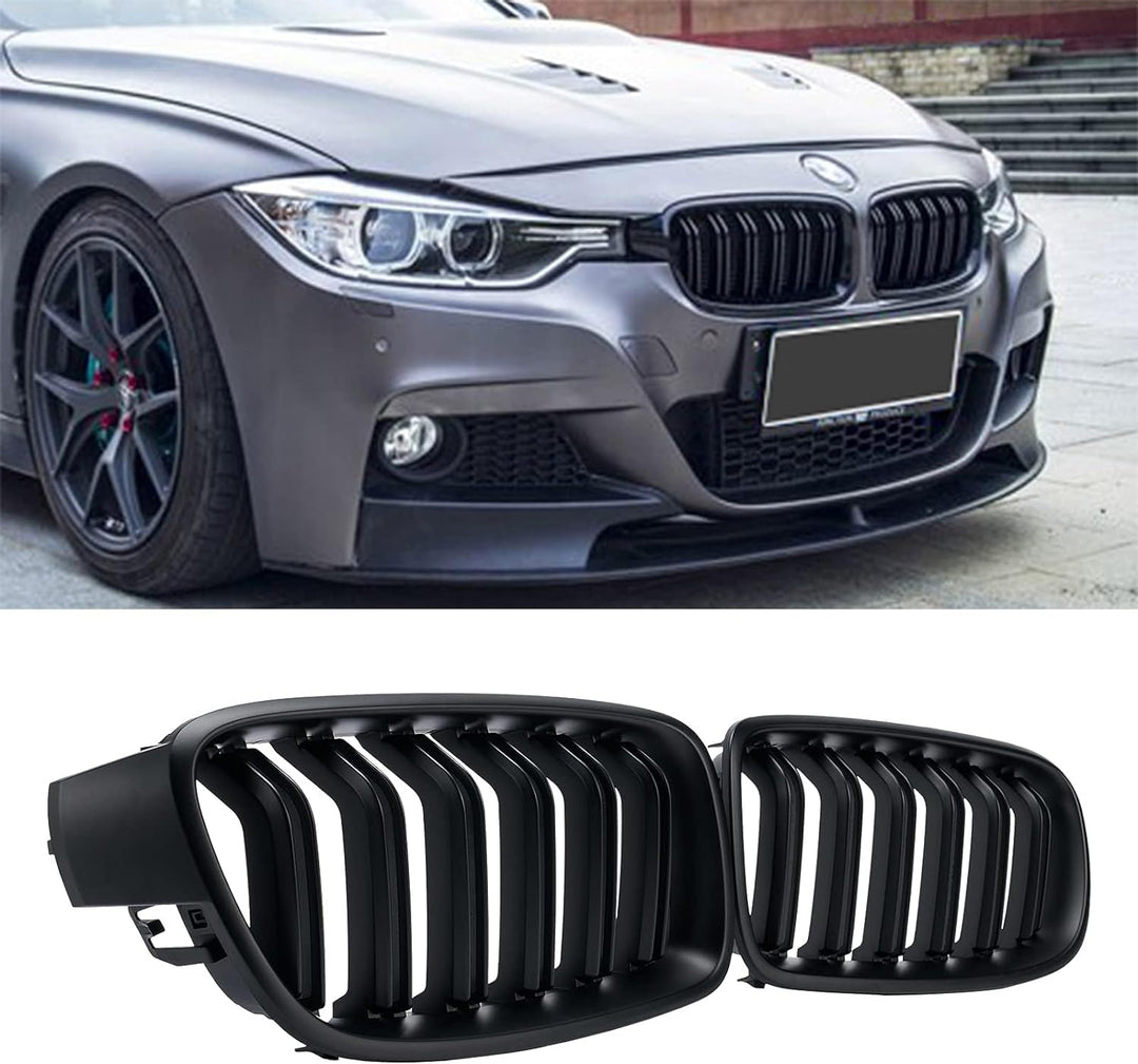 YIUBCZOQI F30 Kühlergrill für BMW 3er f30 Nieren Schwarz f30 f31Grill Glanz Schwarz Doppelsteg Sport