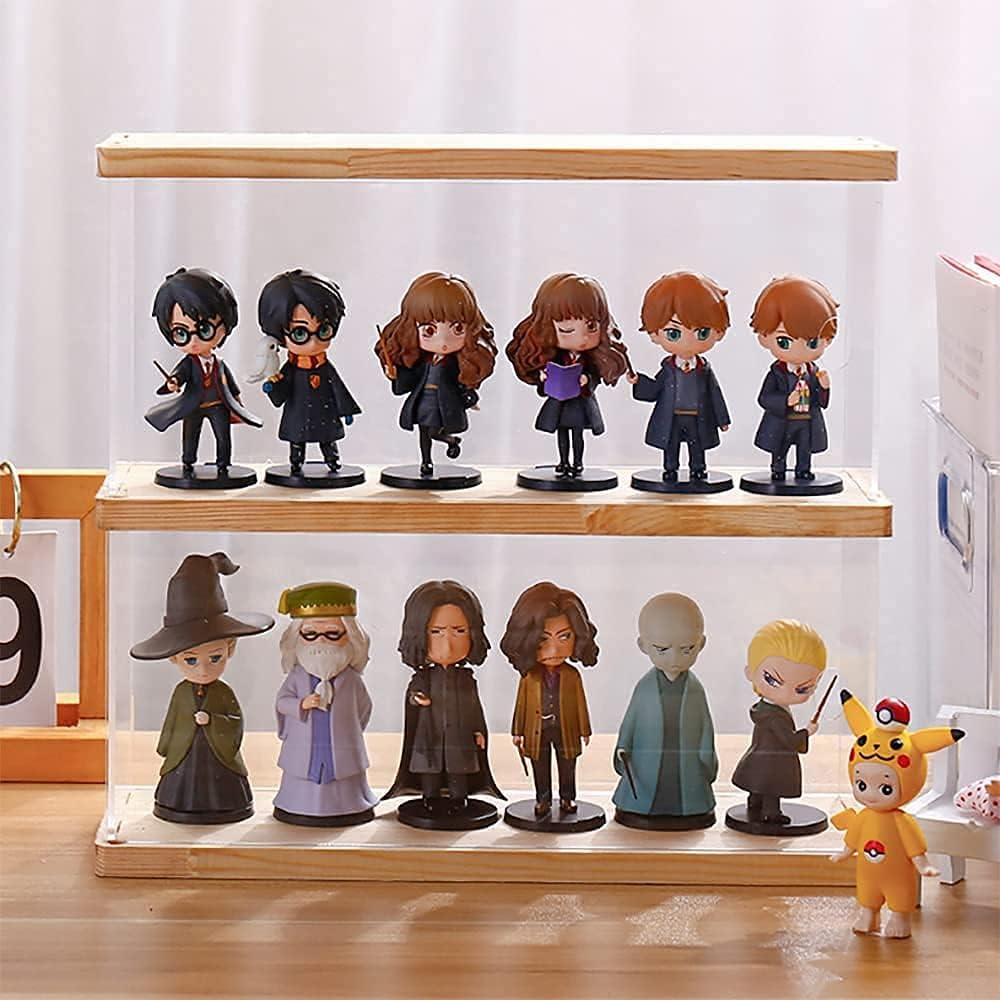 Joody Vitrine aus Acryl, Plexiglas-Boxen mit 2 Ebenen, Vitrine mit Tür für Pop-Figuren, Minifigur, S