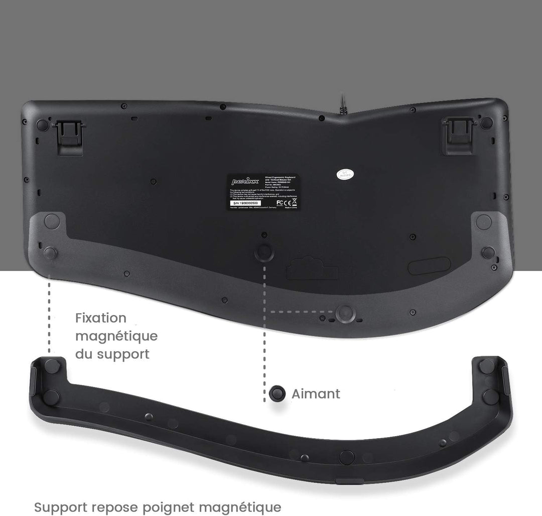 Perixx Periduo-505, ergonomisch, Tastatur und Maus, kabelgebunden, USB, für Windows – Vertikale Maus