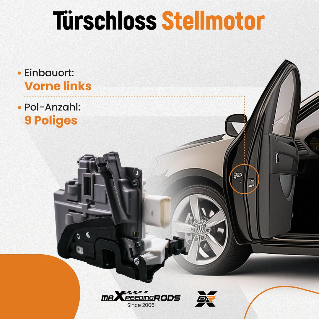 maXpeedingrods 8J1837015A Türschloss Stellmotor Vorne Links mit für Audi A4 A5 A6 TT Q3 Q5 Q7 für VW