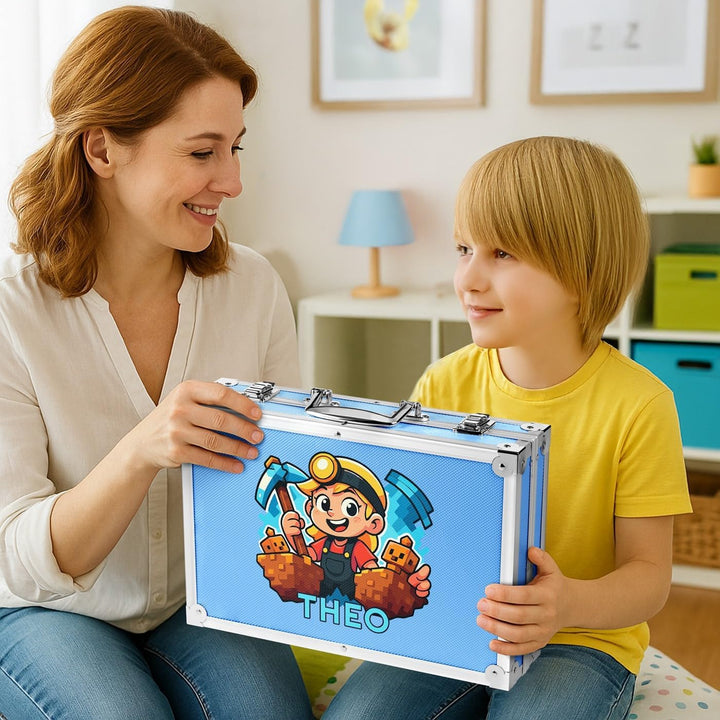 Maverton personalisiertes Kunstset für Kinder - 118-teilig Malkoffer - Buntstifte Koffer Set - Gesch