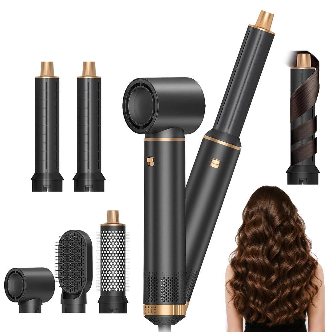 5 in 1 Airstyler 1000W Warmluftbürste Set Haarstyler Rundbürstenföhn, Lockenstab Automatisch, Glätte