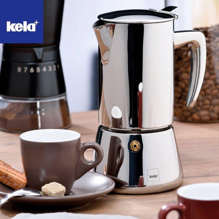 Kela 10836 Espressokanne, 6 Tassen, 300 ml, Induktionsgeeignet, Edelstahl, Latina, Silber 300 ml Lat
