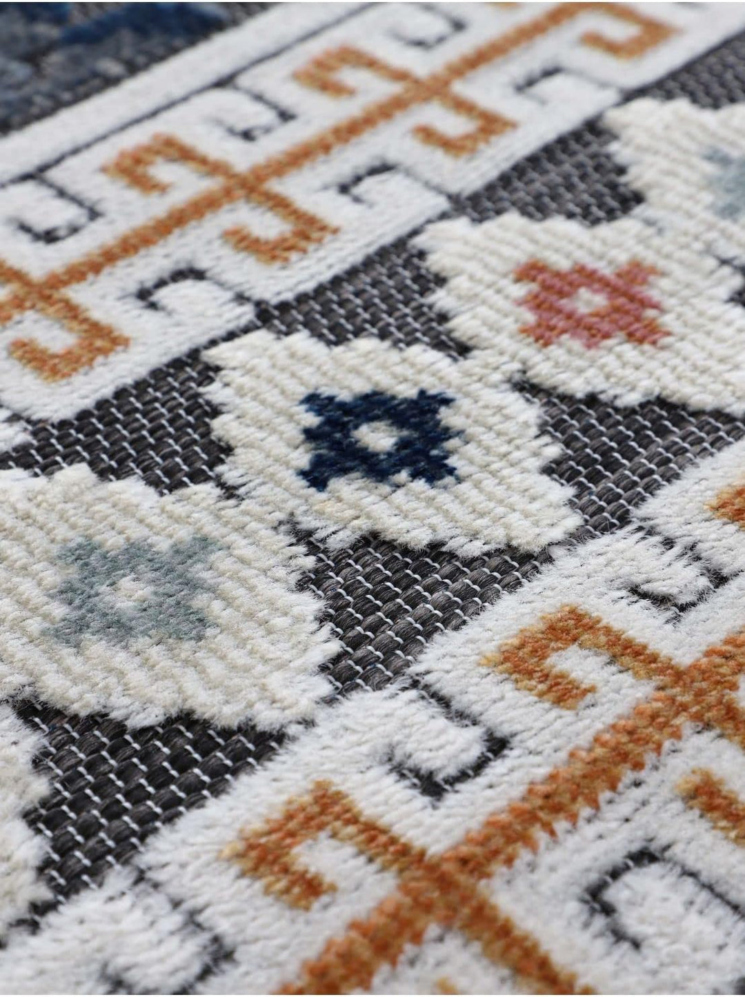 carpetfine In- und Outdoor Teppich Deja Rund Dunkelblau Ø 100 cm | Moderner Teppich Wetterfest für B