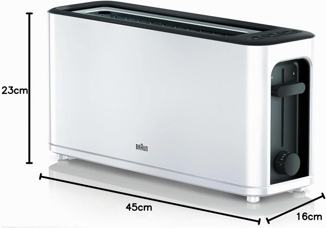 Braun Household HT3100WH Toaster, 1 Schlitz mit 7 Bräunungsstufen, 1000 W, Weiss