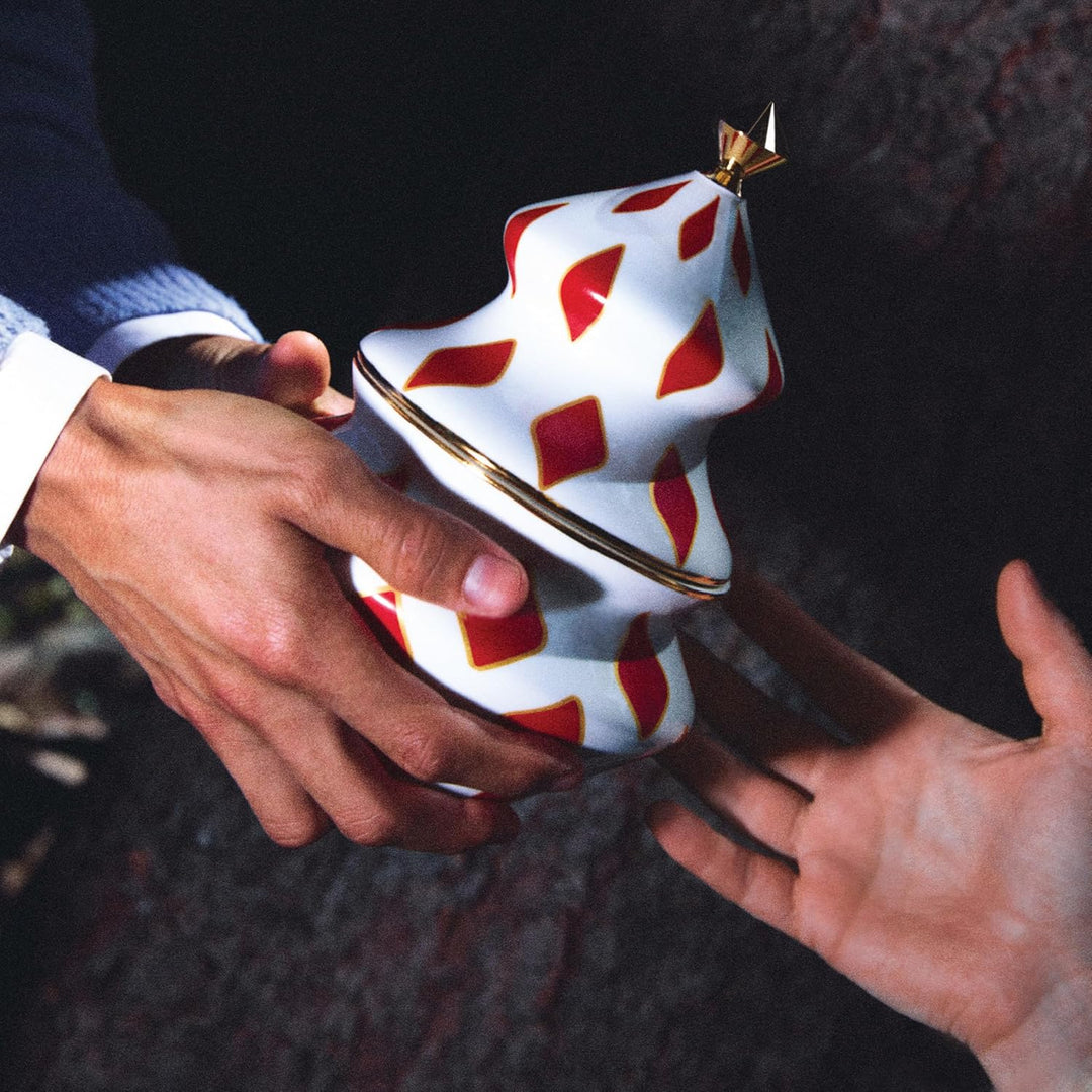 Alessi Delight NZ03 – Weihnachtsbehälter für Süssigkeiten in Porzellan, Rot, Weiss und Gold