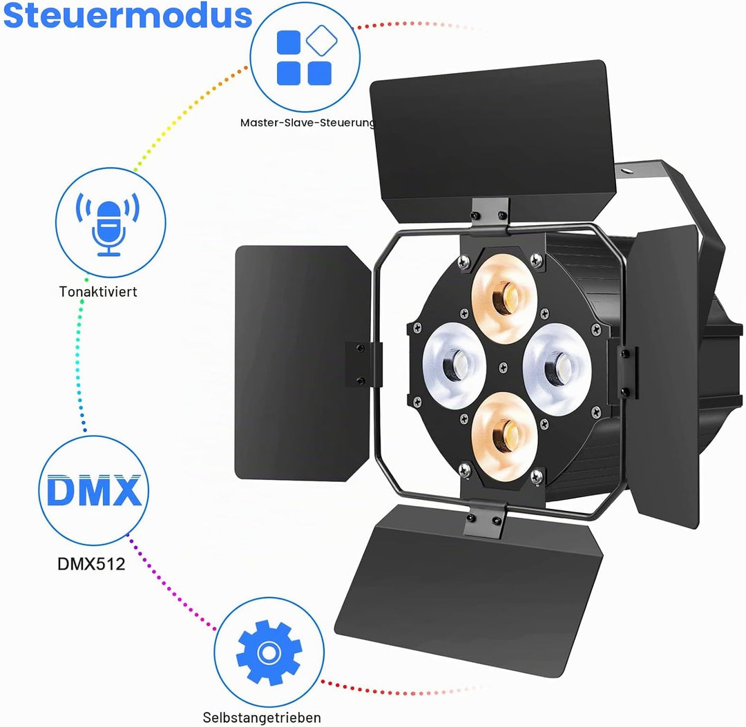 ZonQoonz 120W COB Par Licht, LED Par Strahler 2 in 1 kalt/Warmweiss Lichteffekte mit Verdunkelungspa