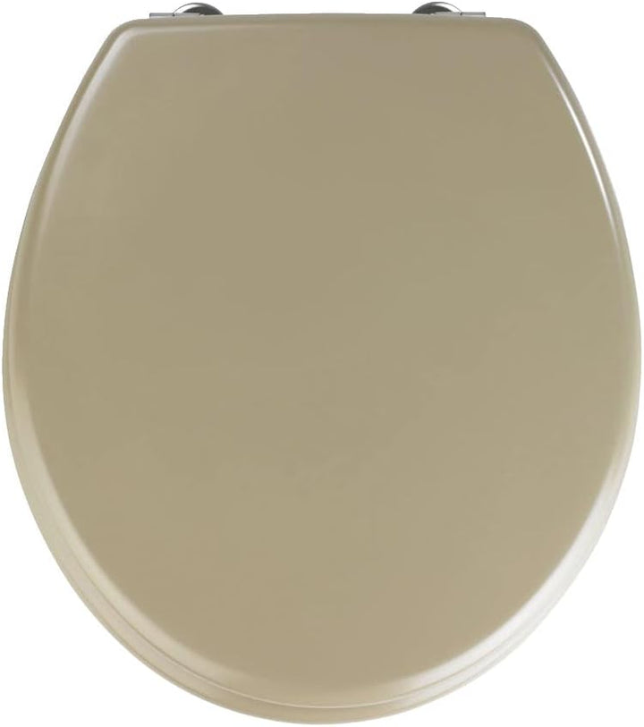 WENKO WC-Sitz Prima Sandbeige Matt, hochwertiger Retro-Stil Toilettensitz, WC-Deckel inkl. Wandpuffe