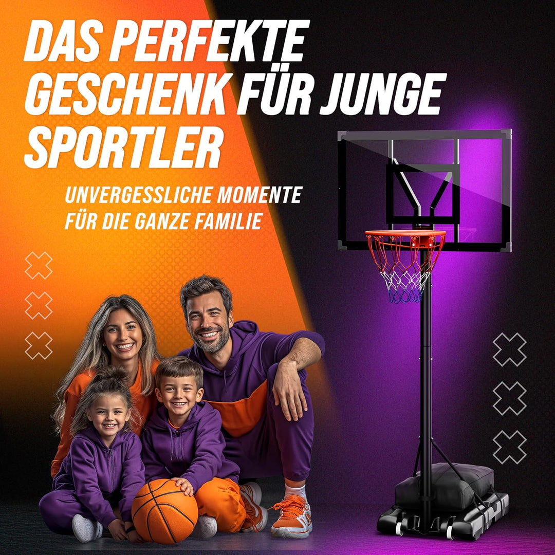 Basketballkorb Outdoor [mit Sandsack] – Basketball Korb höhenverstellbar von 135 cm bis 305 cm – Wet