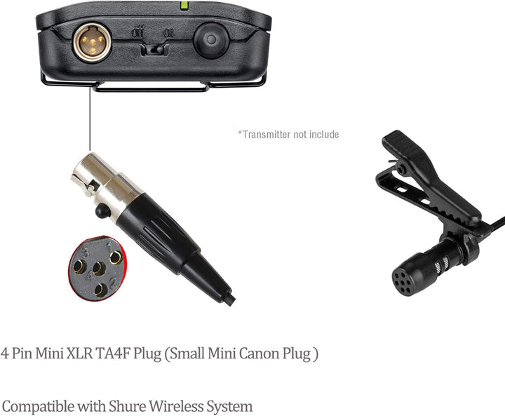 Lavalier Mikrofon Revers Mikrofon für Shure kabellos Bodypack Transmitter Taschensender -Unidirektio