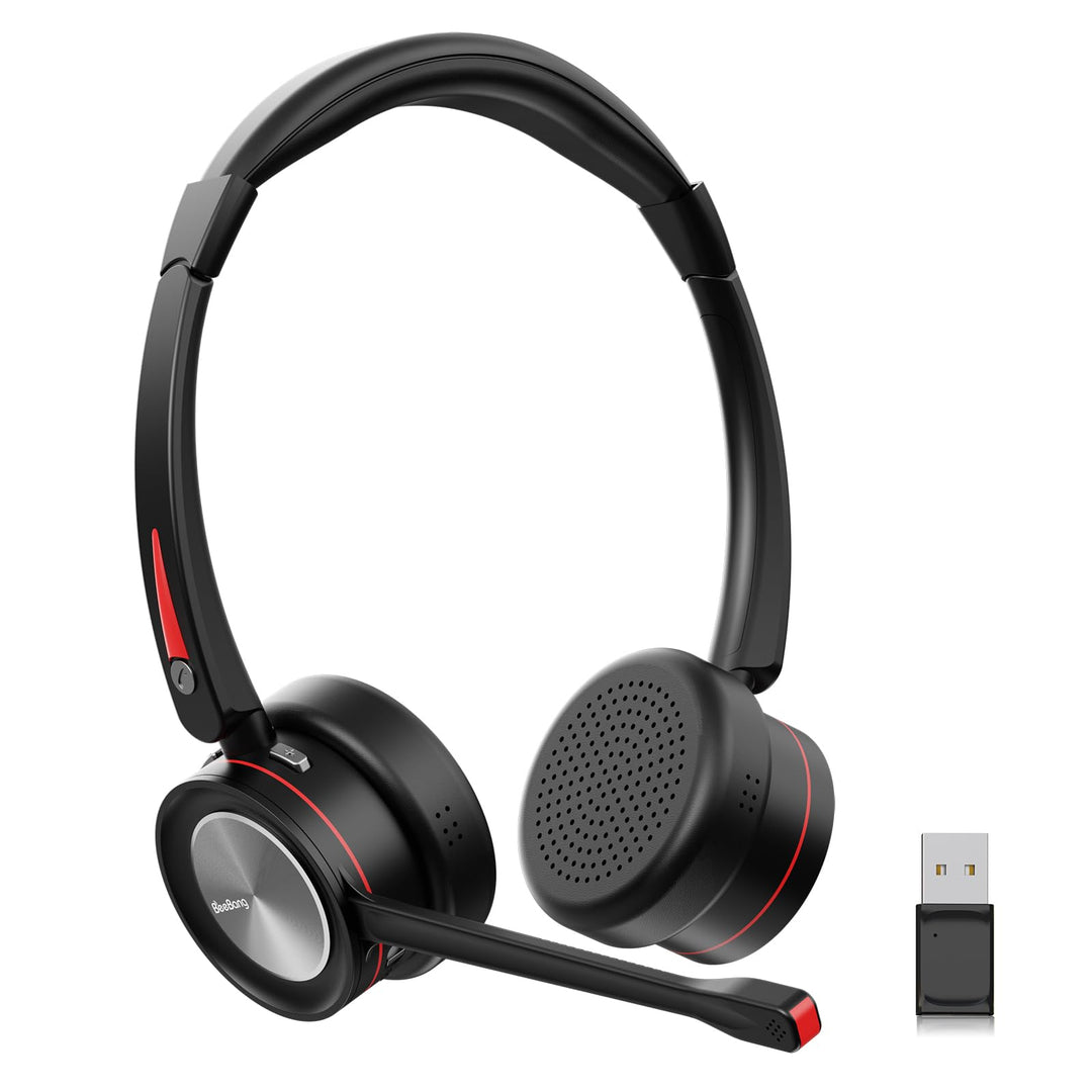 Headset mit Mikrofon Kabellose, Bluetooth Headset für PC Laptop, Noise Canceling Wireless mit Mikrof