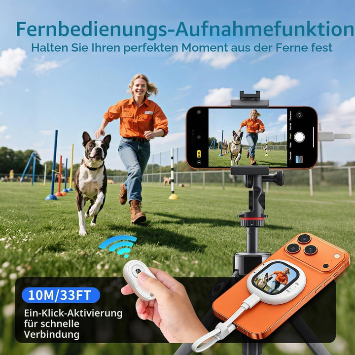 yAyusi Mini Magnetischer Vlog-Selfie-Monitor-Bildschirm für iPhone mit Fernbedienung, Tragbarer Rück