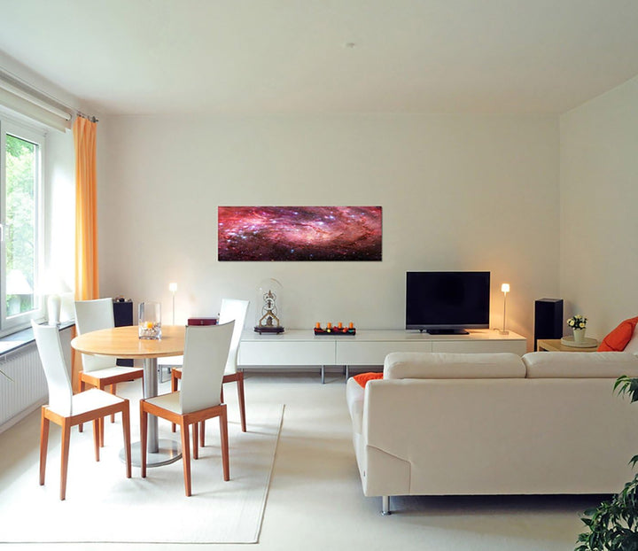 Paul Sinus Art Panoramabild auf Leinwand und Keilrahmen 150x50cm Weltraum Galaxie Sterne Planeten