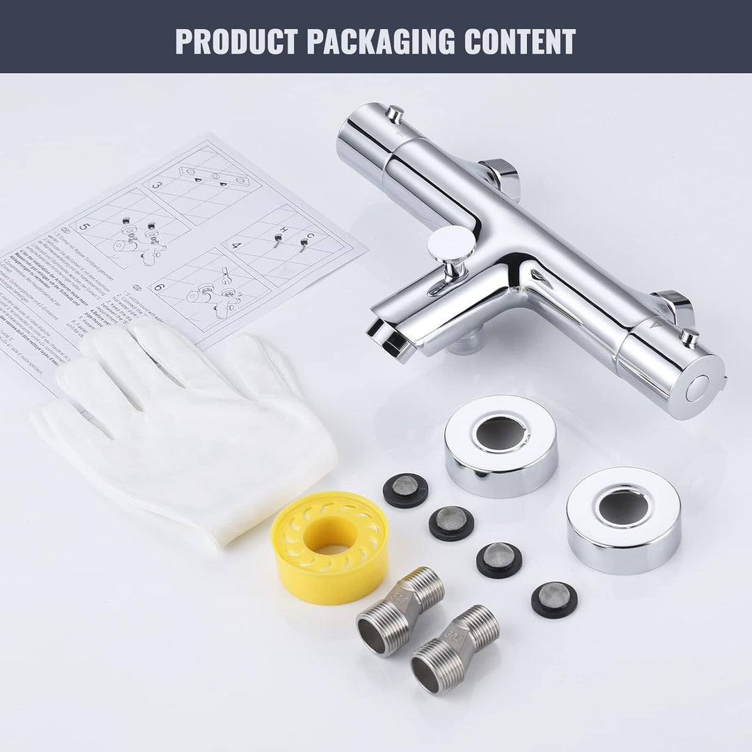 iVIGA Badewannenarmatur Thermostat, Badewannenarmatur aus Kupfer 38℃ Verbrühschutz Mischbatterie Bad