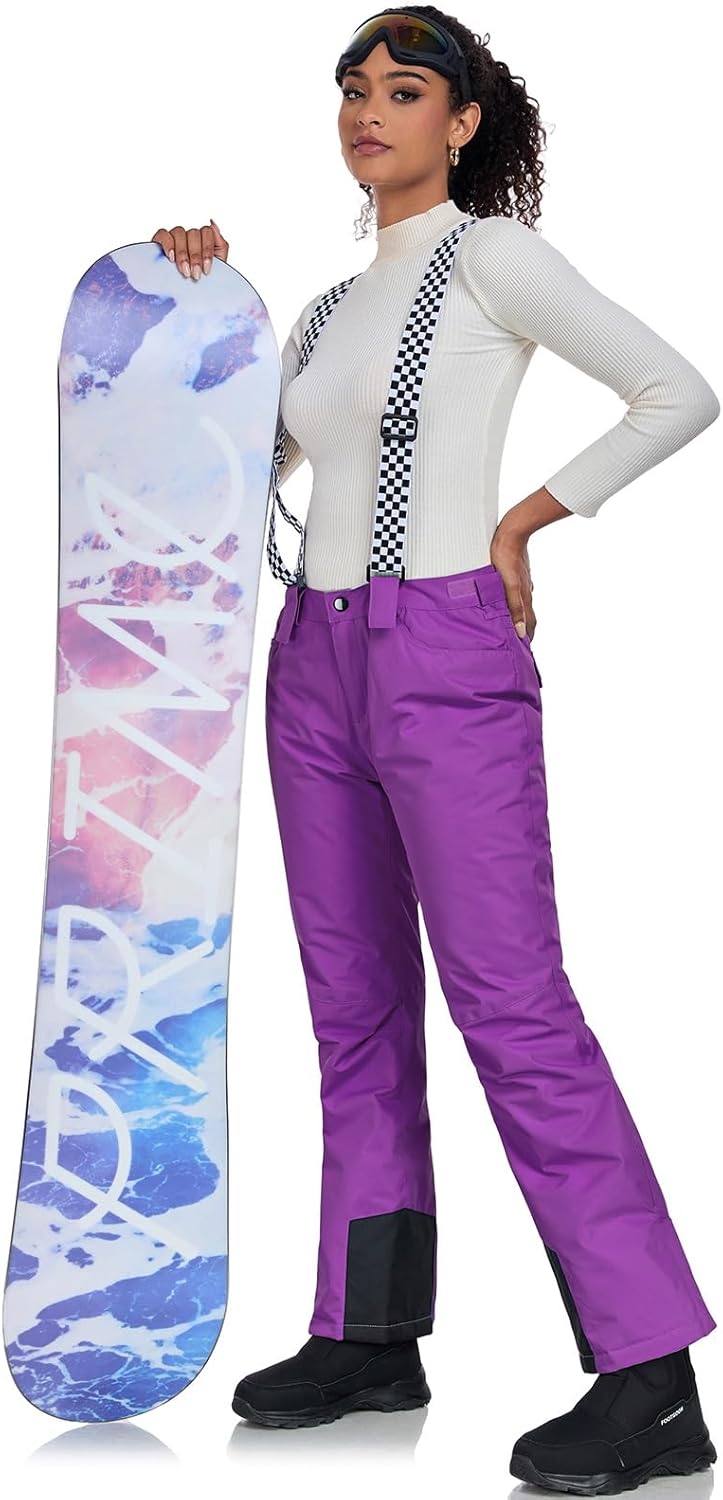 ALSOGO Skihose Damen wasserdichte Professionelle Schneehose Winddichte Hosenträgerhose Winter Outdoo