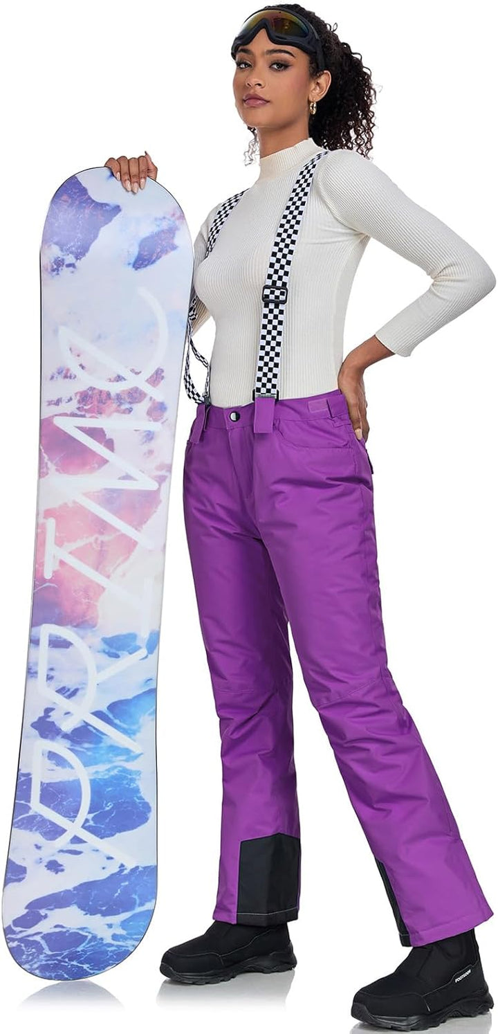 ALSOGO Skihose Damen wasserdichte Professionelle Schneehose Winddichte Hosenträgerhose Winter Outdoo
