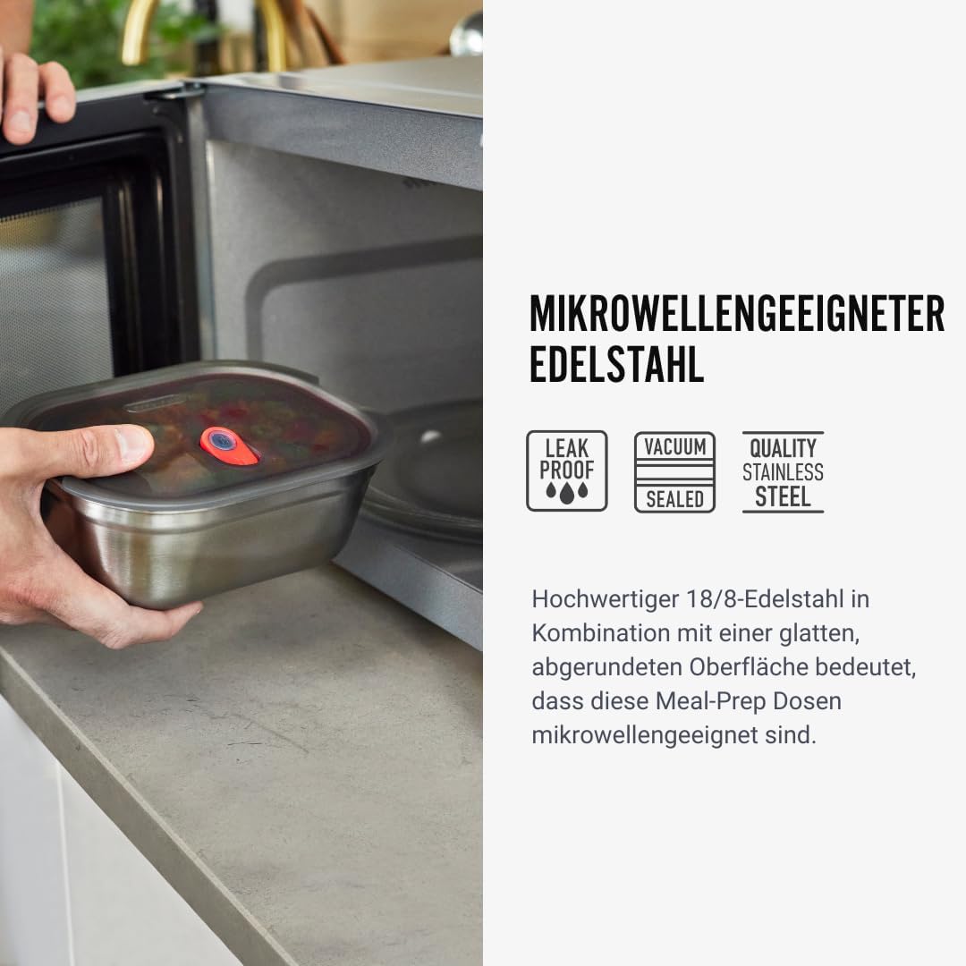 BLACK + BLUM Multifunktions Lunchbox Edelstahl 1,2L, 100% auslaufsichere Meal Prep Boxen mit Vakuumv