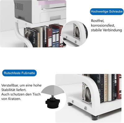 PUNCIA Druckerständer auf Tisch Kleiner Druckerhalter Schreibtisch 2 Ebenen Druckerregal Druckertisc