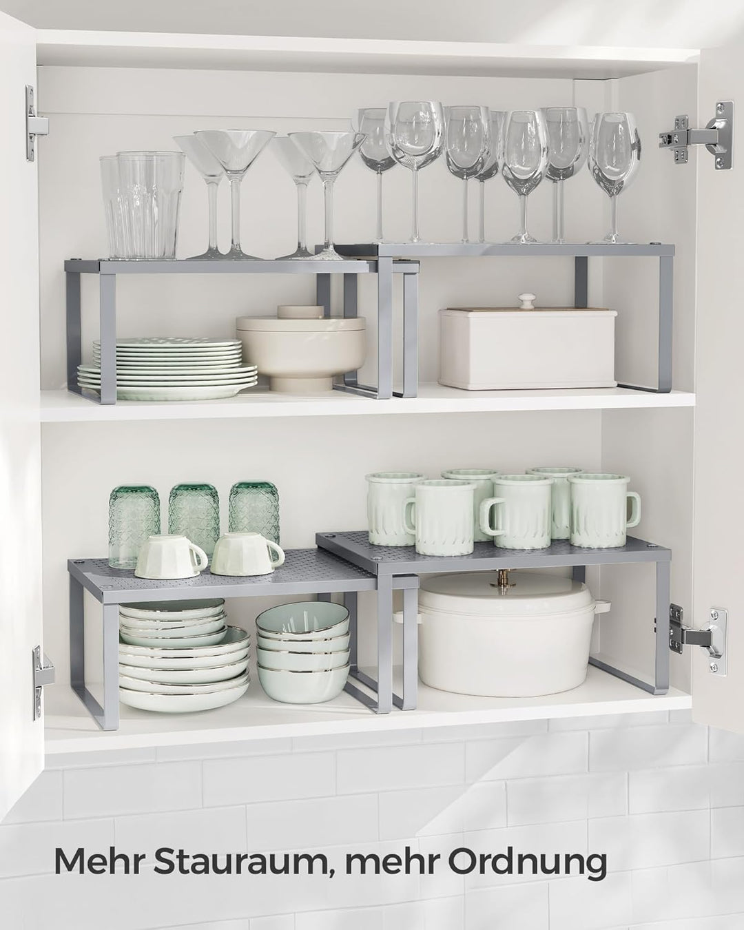 SONGMICS Gewürzregal, 4er Set, Küchenregal, Küchen-Organizer, Küche, Gewürzhalter, erweiterbar, stap