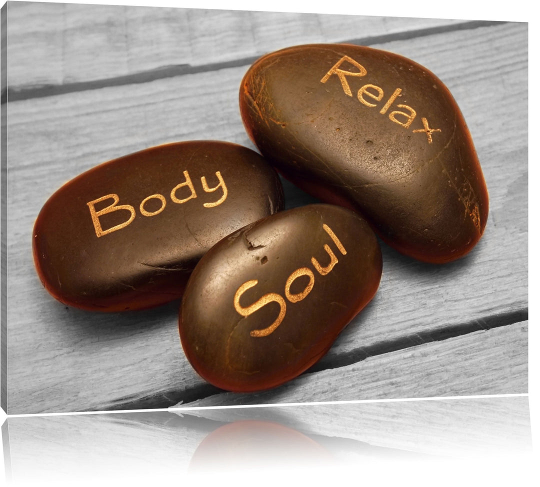 Relax Body Soul schwarz/weiss Format: 100x70 auf Leinwand, XXL riesige Bilder fertig gerahmt mit Kei