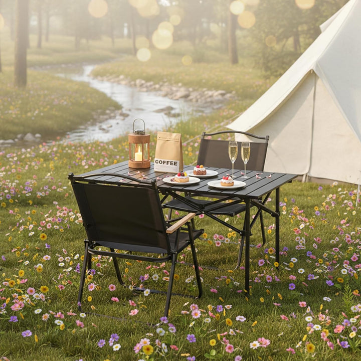 Campingtisch klappbar, Gartentisch aus Eisen, Balkontisch Klapptisch Beistelltisch für Garten Terras