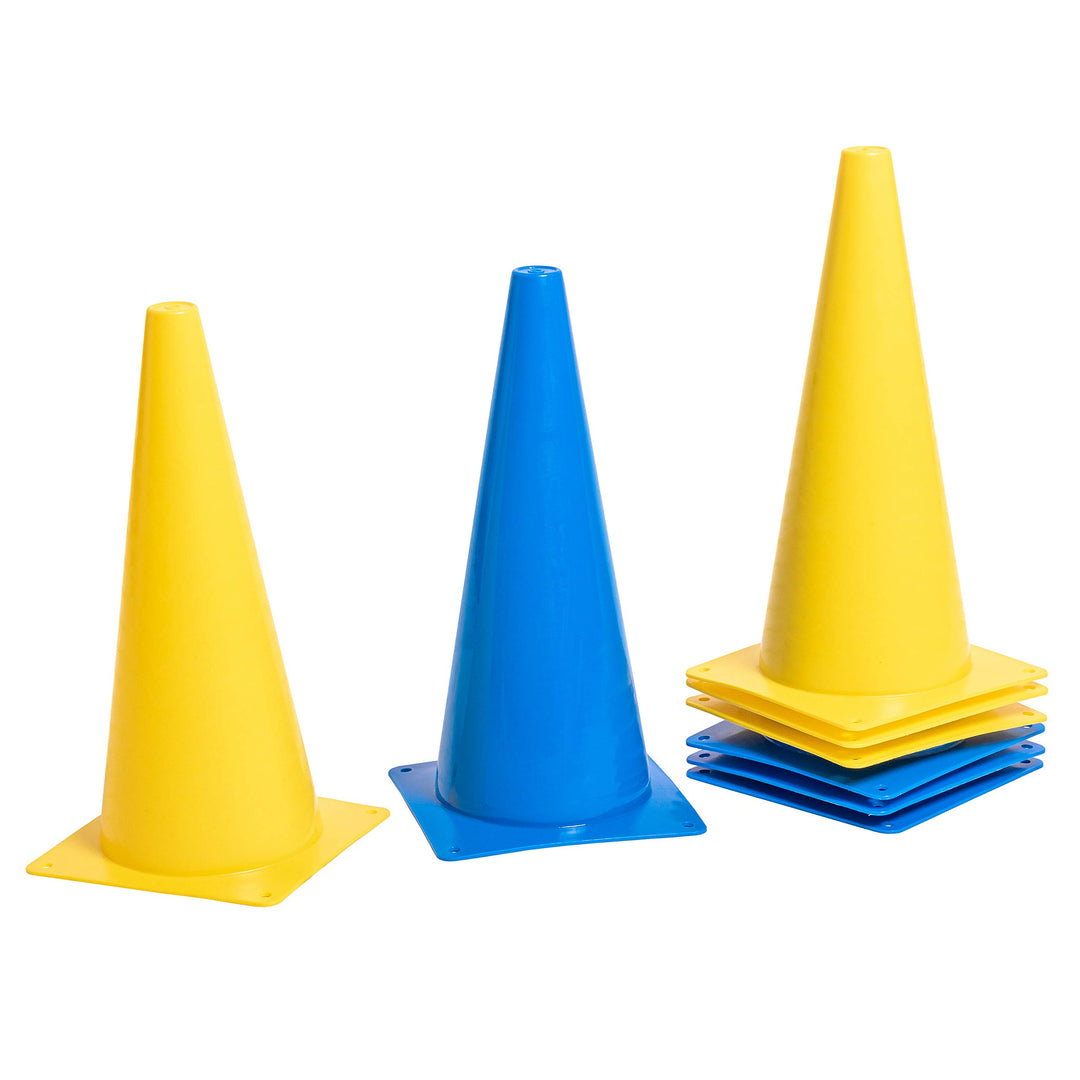 8LevelUp Pylonen 8er Set - 38 cm Hütchen (4 gelbe und 4 Blaue Kegel) - flexibel, sicher und robust f