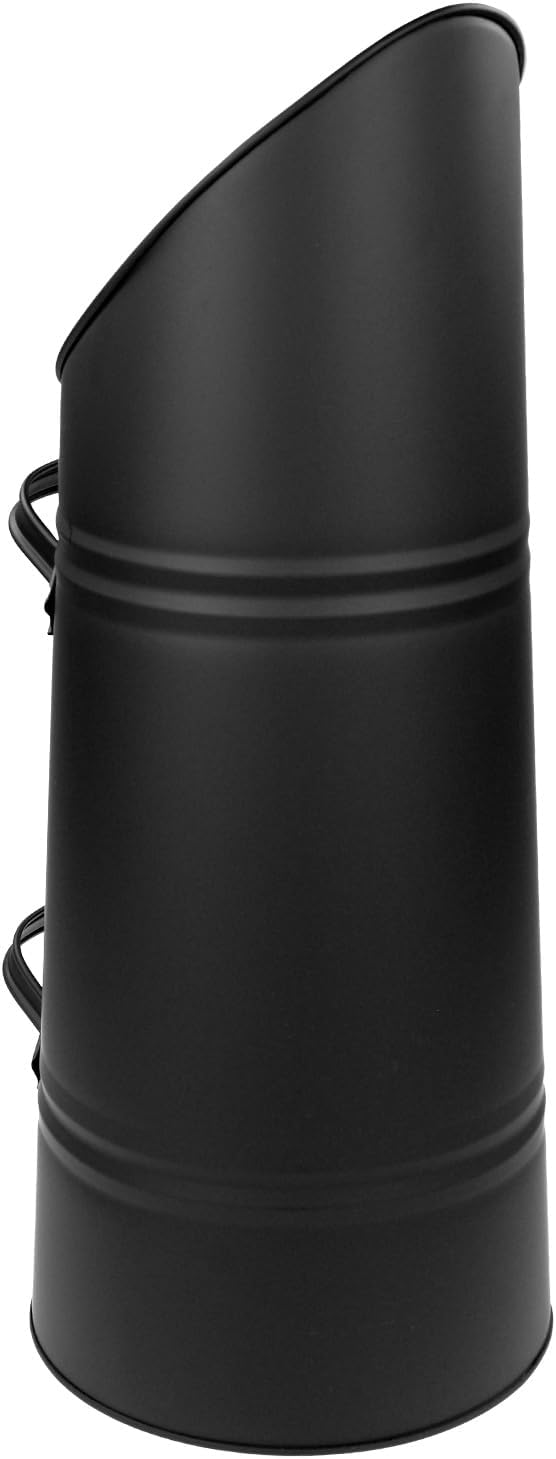 Raik Kohlekorb Heinz aus Stahl grau Pellets- und Kohleeimer mit Schüttrand Brennstoffkorb für Kamin