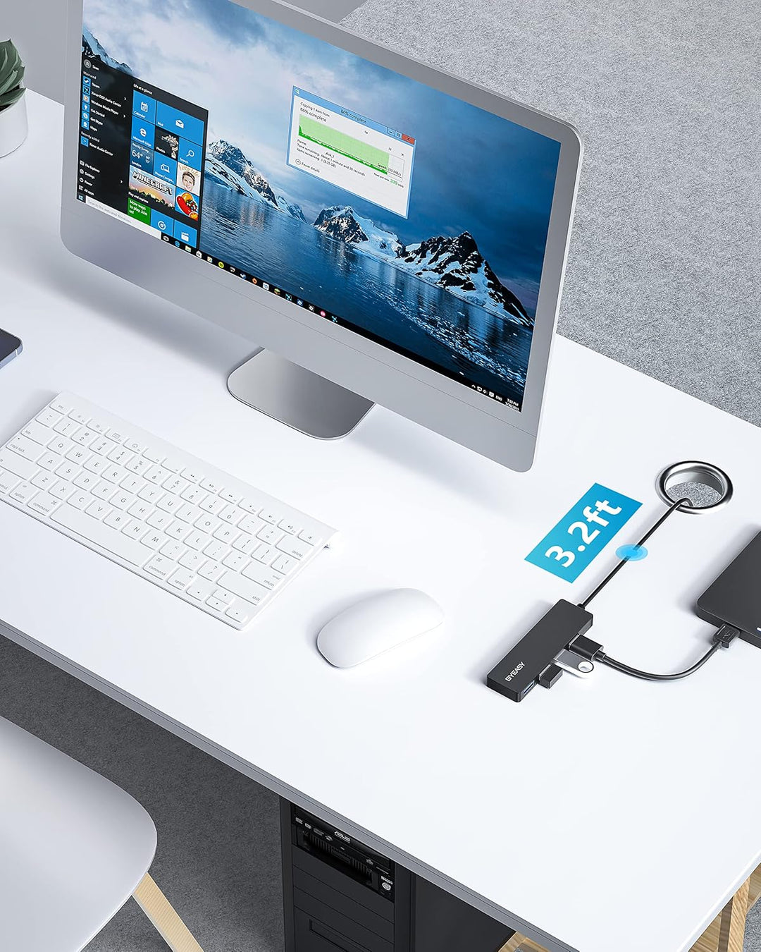 BYEASY USB Hub, 4 Port USB 3.1 Hub Typ A Ultra Slim Extra Leicht Portable Data Hub, Datenhub für iMa