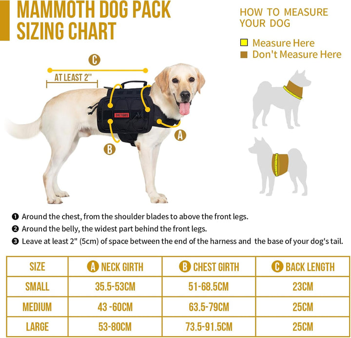 OneTigris Mammoth Hunderucksack 2.0 Version Reissen Camping Wandern Hundebackpack für M/L Grösse Hun