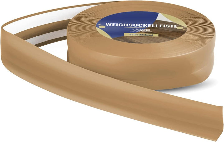 DQ-PP WEICHSOCKELLEISTE | 20m | honig | 32x23mm | PVC | selbstklebend | Knickwinkel Fussleisten Gumm