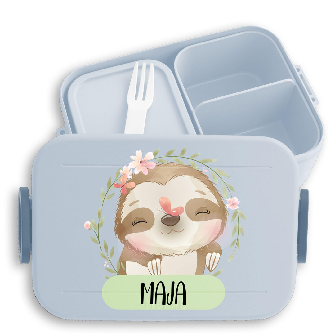 Kinder Bento Box Midi Lunchbox für Mepal Bentobox - Brotdose Faultier mit Name | Geschenk Einschulun