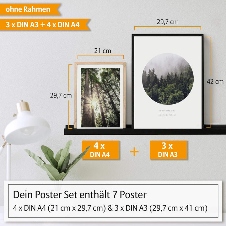 Hyggelig Home Premium Poster Set - 7 passende Bilder im stilvollen Set - Collage Bild Wand Deko - Se