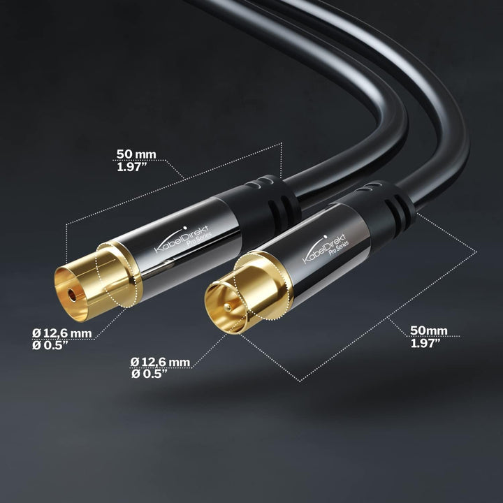 KabelDirekt – 4K Antennenkabel, Koaxialkabel, TV Kabel – 12,5 m – Fernsehkabel für digitales & analo