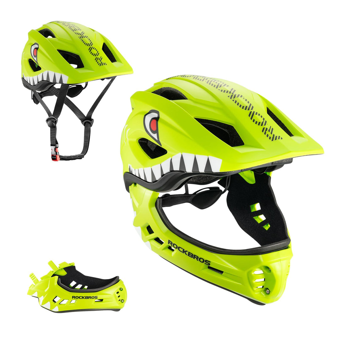 ROCKBROS Kinderhelm Integriert Fahrradhelm Kinder Jugend Fullface Helm mit Abnehmbarem Kinnschutz BM