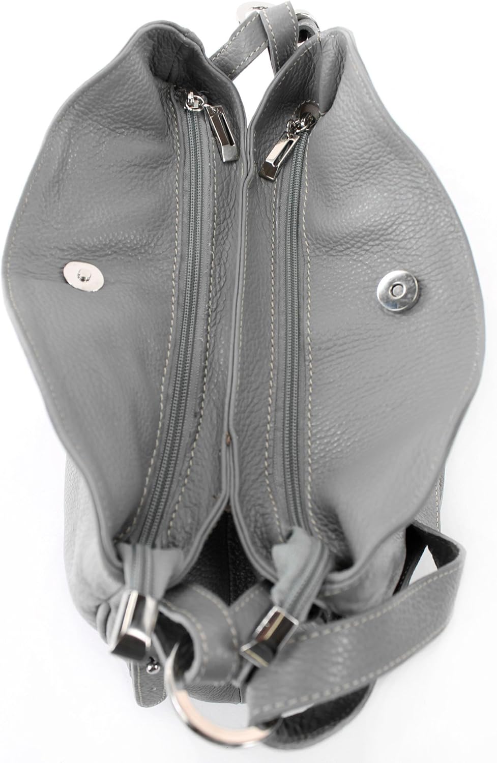 modamoda de - T119 - ital Schultertasche Umhängetasche aus Leder Telegrau, Telegrau