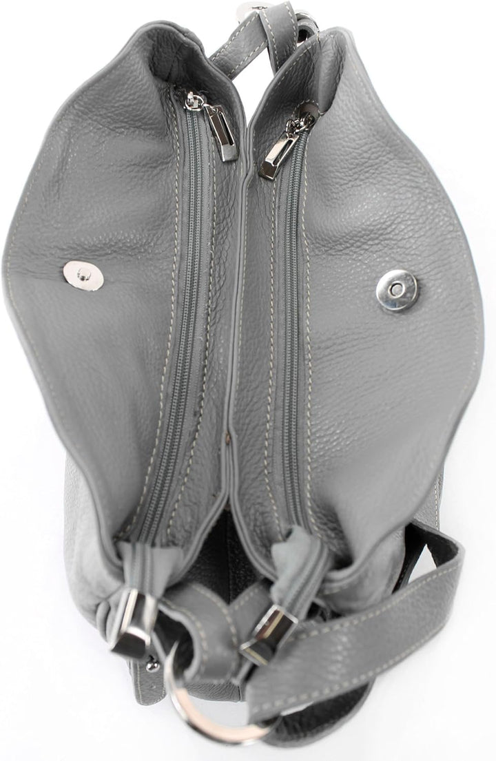 modamoda de - T119 - ital Schultertasche Umhängetasche aus Leder Telegrau, Telegrau