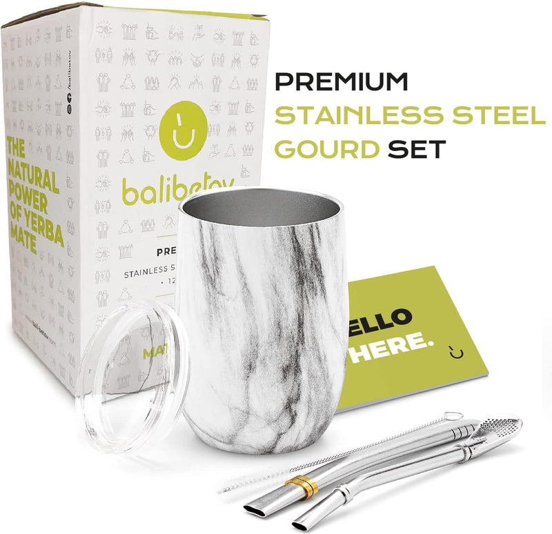 balibetov - Neu - Modernes Yerba Mate Gourd Set (Mate Tasse) - Doppelwandiger 18/8 Edelstahl Enthält