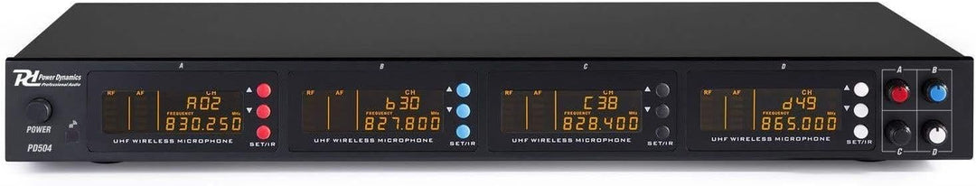 Power Dynamics PD504H - 4 drahtlose Mikrofone und UHF-Verstärker, 4 Kanal Mikrofonset, drahtlos Mikr