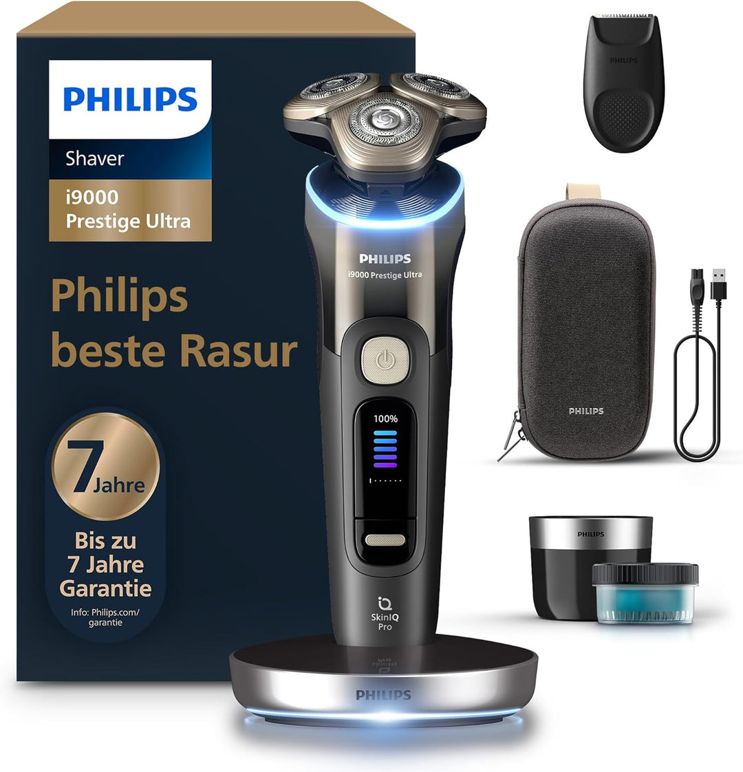 Philips Rasierer i9000 Prestige Ultra, Nass- und Trockenrasierer für Männer, schwarz, Druck- und Bew